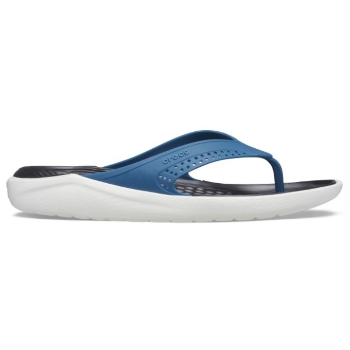 Slapi Crocs LiteRide Flip - US Albastru - Vivid Blue/Almost White, Alb