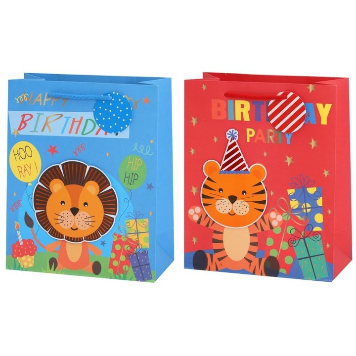 Toreba cadou NInvest, set mix de modele, cu funda si tag personalizat, multicolor, XL