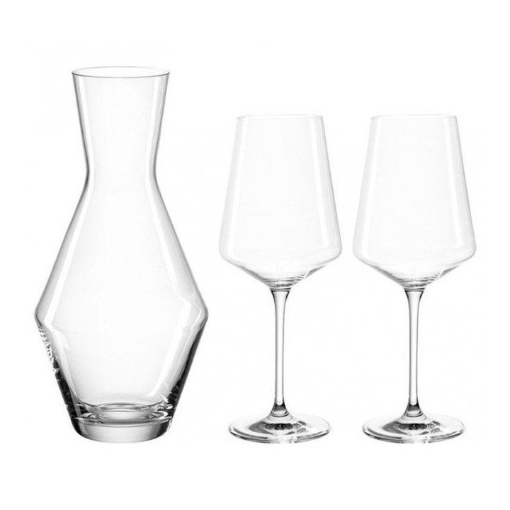 Set carafa si 2 pahare Puccini, Leonardo, sticla Teqton, alb