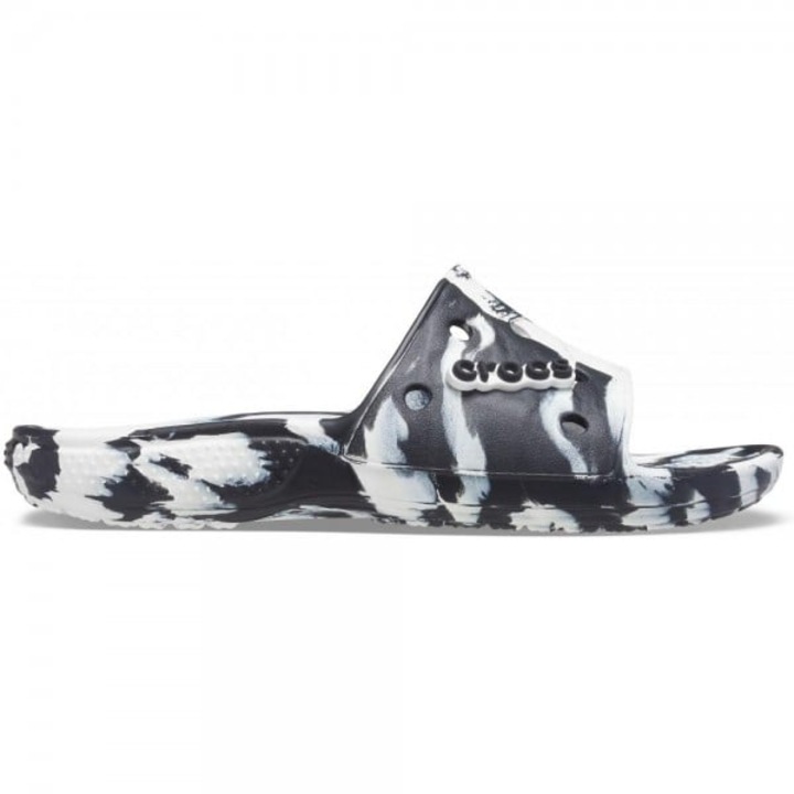 Papuci Classic Crocs Marbled Slide - US Alb - White/Black, Alb
