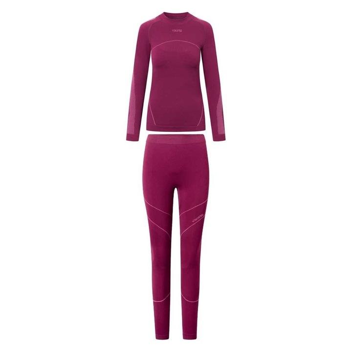 Set de lenjerie termica Viking, Fuchsia, material elastic, respirabil, fara cusaturi