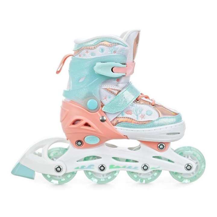 Role ajustabile Raven Isla, roti luminoase, 64mm-70mm, alb, marimi 27-30, 30-33, 34-37