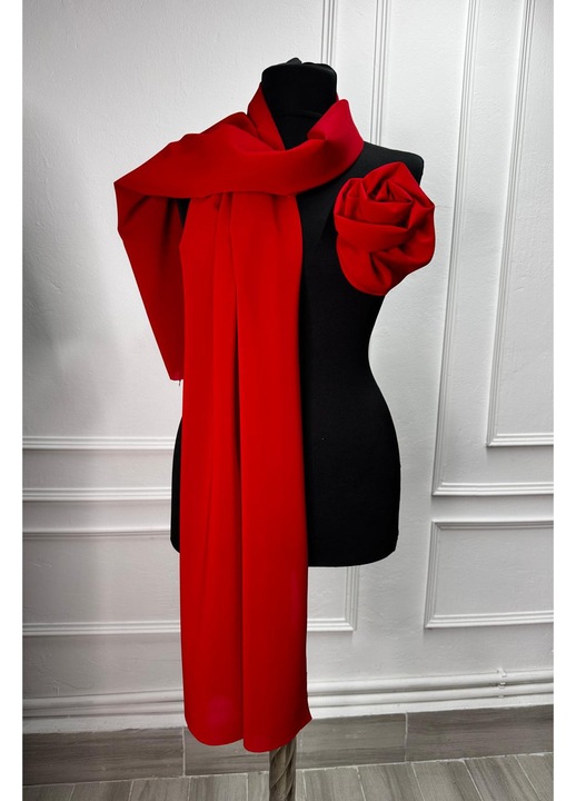 Esarfa set 2 piese, rosu, 50x180cm