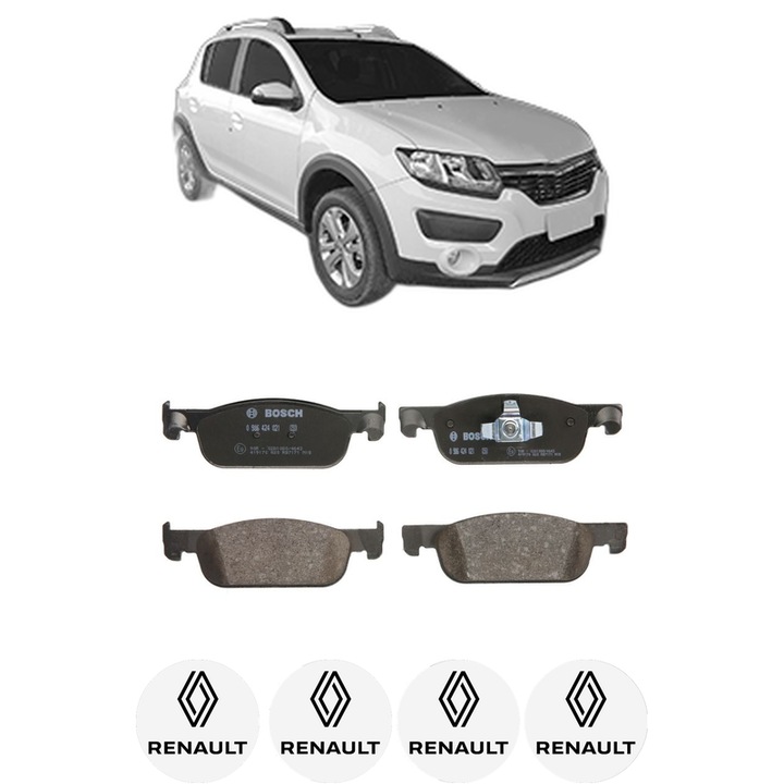 Set placute frana Fata RENAULT SANDERO/STEPWAY II (B8_) 1.6 din 2013, KW 60 CP 82 CMC 1598, Auto, Bosch, 4 Stickere auto cu RENAULT