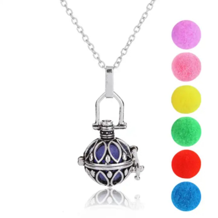 Медальон Ароматерапевтичен с дизайн Сребърна сфера, преносим дифузер за етерични масла, ежедневно носене, духовен подарък, спокойствие и емоционален баланс