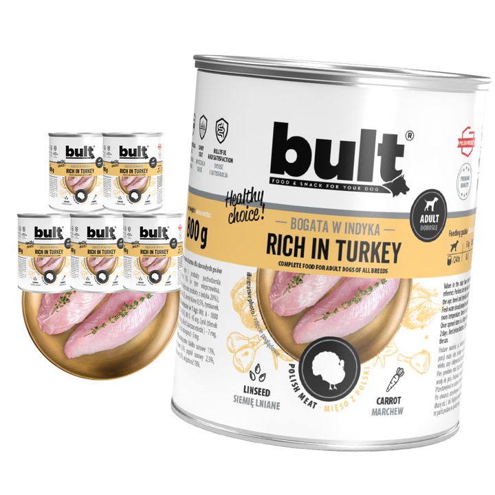 Cumparare set 6x800g hrana umeda pentru caini BULT cu carne de curcan