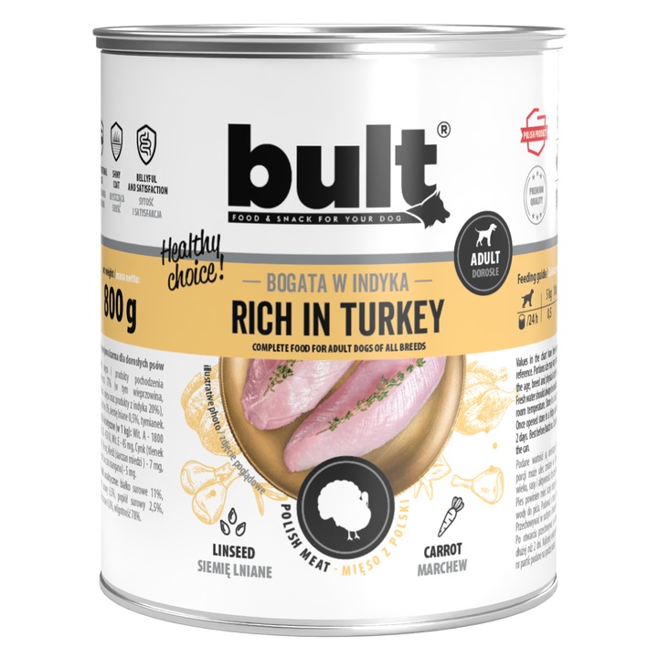 Hrana umeda pentru caini, BULT, curcan, 800g