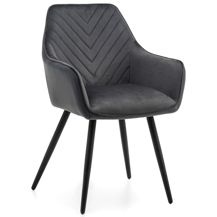 Тапициран стол VASTO, сив, метал, 87x58x57см, товароносимост 130кг, за всекидневна