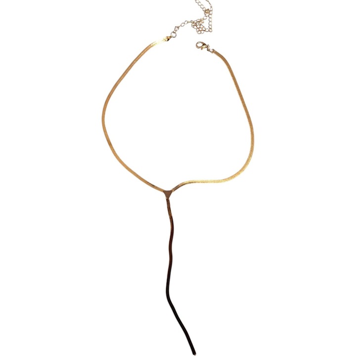 Колие, елегантно, дълго, от сплав, златисто