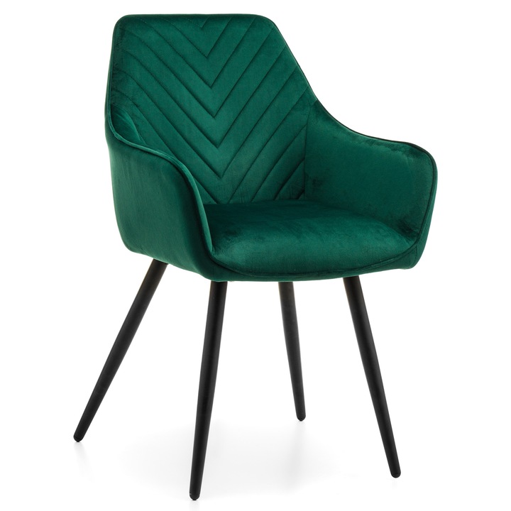 Тапициран стол VASTO, зелен, метал, 87x58x57см, товароносимост 130кг, за всекидневна