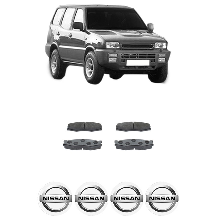 Set placute frana Fata NISSAN TERRANO I (WD21) 2.4 i 4WD din 1987-1993, KW 76 CP 103 CMC 2389, Auto, Bosch, 4 Stickere auto cu NISSAN