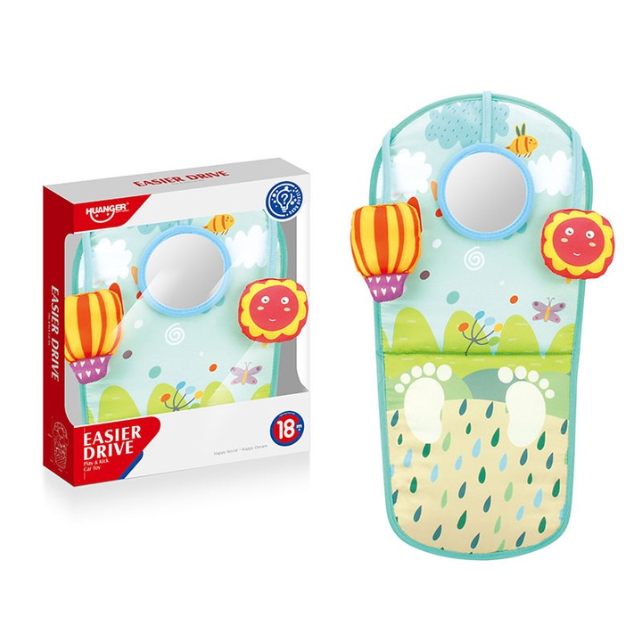 Jucărie interactivă bebeluși, huanger, protecție spătar auto, dezvoltă coordonarea, 18 luni, multicolor