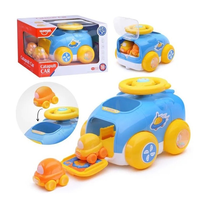 Masina interactiva pentru copii, huanger, set cu 2 masini mici, multicolor, 18 luni+