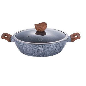 Cratita cu acoperire piatra marmorata, capac sticla 32cm BH 1202 Cratita cu acoperire piatra marmorata, capac sticla 32cm BH 1202