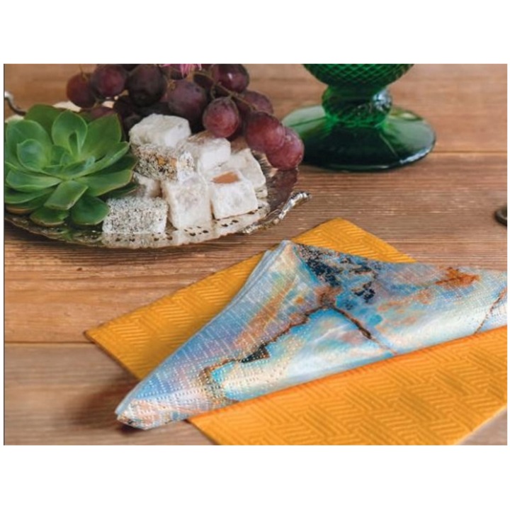 Servetele de hartie PAW, set 20 bucati, 33x33cm, zlat, trojwarstwowe