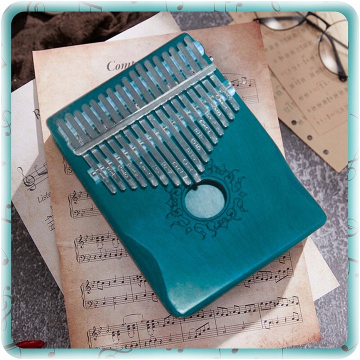 Kalimba 17 billentyű, Pixel, zöld, méretek 18x13x3,5cm