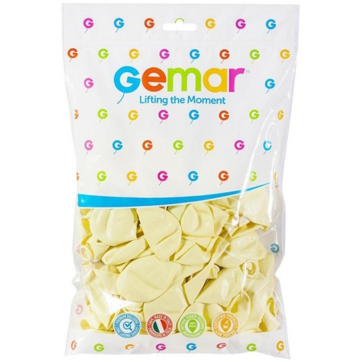 Baloane Ge.Ma.R. pastel 12 inch, set 10 buc, culoare ivoire, 30 cm