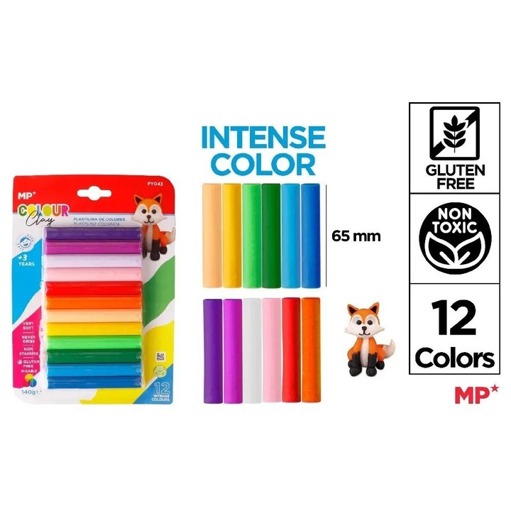 Пластилин 24 цвята, MP Main Paper, Многоцветен