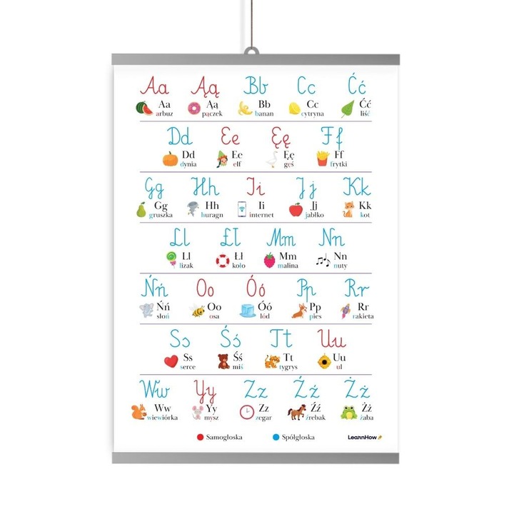 Oktató poszter, LearnHow, lengyel ábécé, B2 formátum, 68x48cm, többszínű
