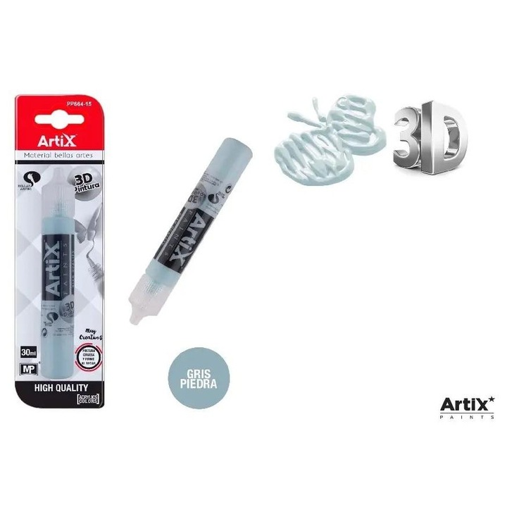 Vopsea structurala 3D Artix, gri-albastru, 30ml