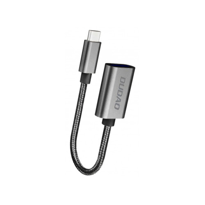 OTG adapter kábel, USB Type-C apa - USB A anya, L15T, 480 Mbps, Szürke