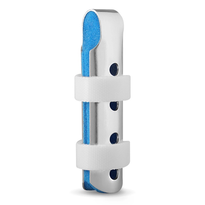 Stabilizator pentru degetele picioarelor, 4FIZJO, dimensiune L, fixare cu velcro, MED FN02, orteza medicala cu sina din aluminiu si spuma moale, deschisa si usoara, pentru unguente, luxatii, entorse sau recuperare postoperatorie, argintiu