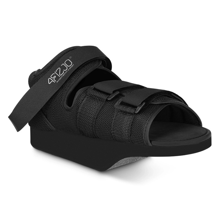 Pantof ortopedic de descarcare antepicio, r 4FIZJO, MED AK05, pentru protectia degetelor si a metatarsului dupa operatii sau traumatisme, talpa special profilata la 8°, curele reglabile cu velcro, constructie usoara si respirabila, marime S (36-37), negru