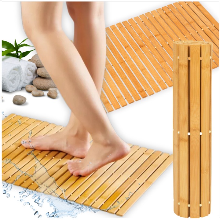 Covoras antiderapant natural 40x60cm, More&Deco, design modern, rezistent la umiditate