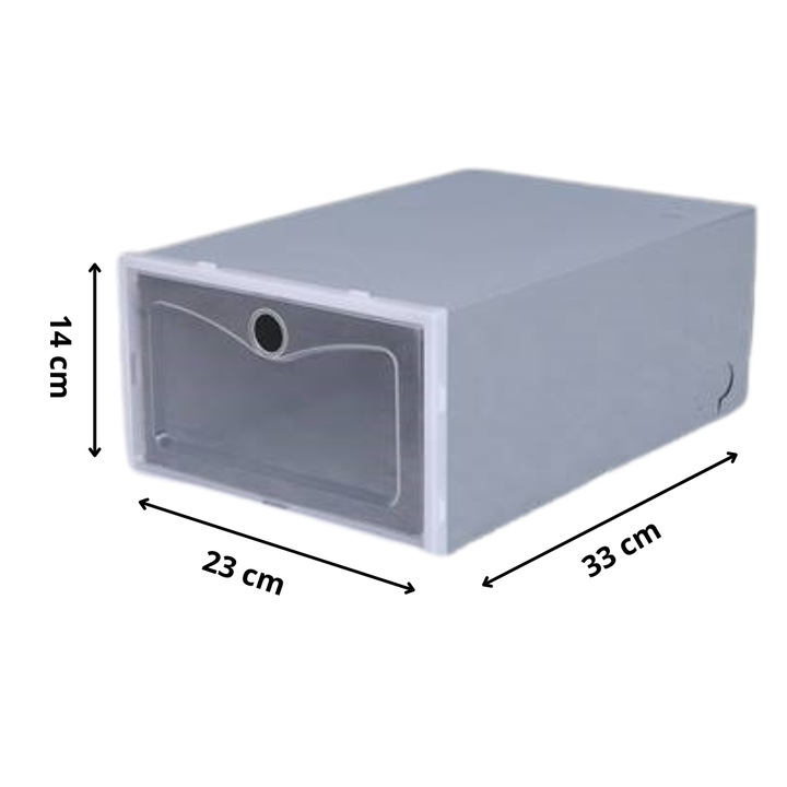 Set 10 cutii pentru pantofi, More&Deco, gri, 33x23x14 cm