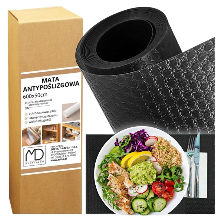 Mata antiderapanta, 600x50 cm, neagra, PVC, set de taiere