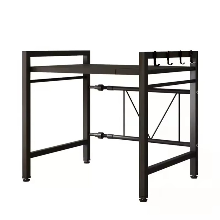 Raft pentru microunde, More&Deco, extensibil, metal, negru, 38-65x36x45cm