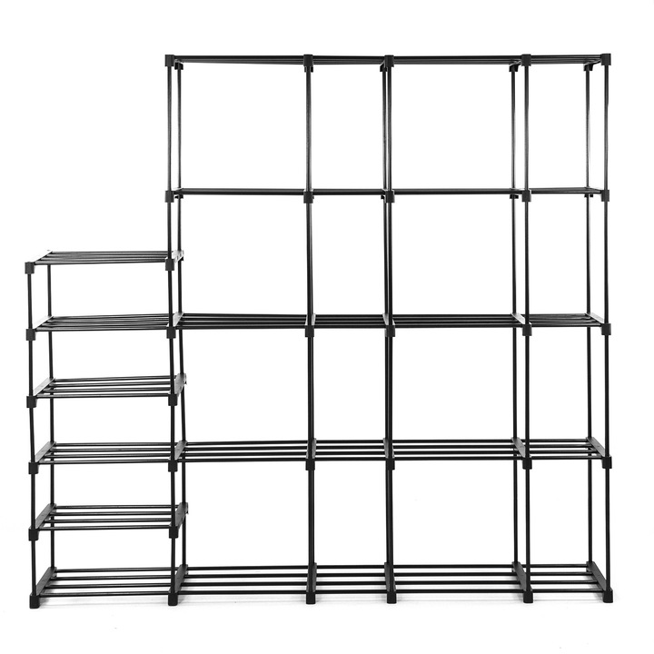 Raft modular metalic, More&Deco, 173x177x30cm, negru, pentru haine si incaltaminte