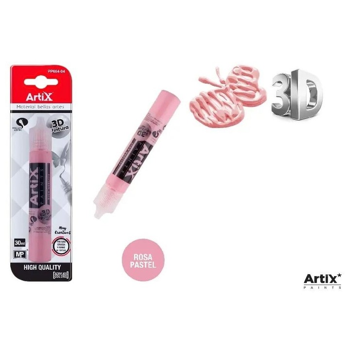 Artix 3D strukturált festék, rózsaszín, 30ml