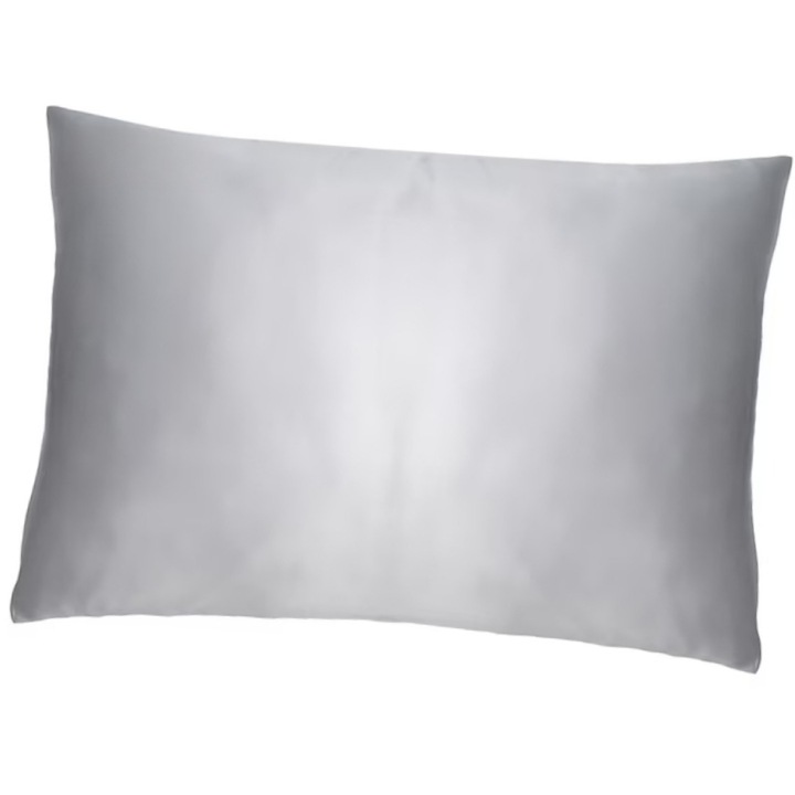 Természetes selyem párnahuzat, puha és kényelmes, ezüstszürke, 50x70cm