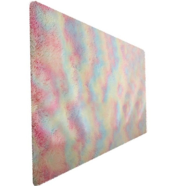 Puha szőnyeg, Hosszú szálú, 160x230 cm, szivárvány, Poliészter, Tartós szín, Padlóbarát, Kényelmes járás, Szagmentes, Könnyen feltekerhető és tárolható, Vastag és telt, Szabályos és erős varratok, Könnyen tisztítható