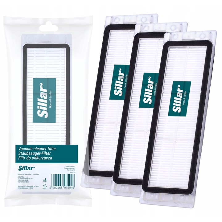 Set 3 filtre pentru aspiratorae, HEPA, compatibil cu Xiaomi Robot, Mi Roborock S5 MAX, S6 MAXV, S50, S5, S51, S55, S6, S6 Pure, E4, E5, inlocuiri SDLW04RR 8.02.0058