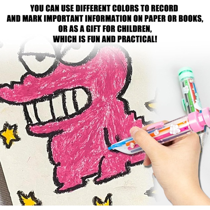 Set de creioane retractabile 8 in 1, culori interschimbabile, 14,8x2,5cm