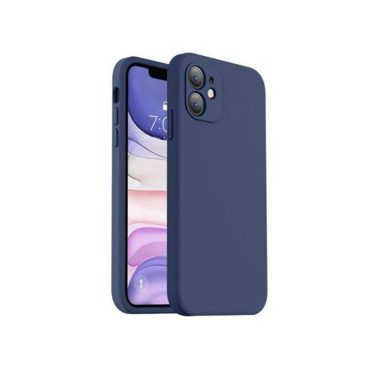 Husa Jelly G-Tech Silicone Compatibil cu Apple iPhone 12 Mini, Decupaje precise, Flexibila, Protectii Camere, Albastru Inchis