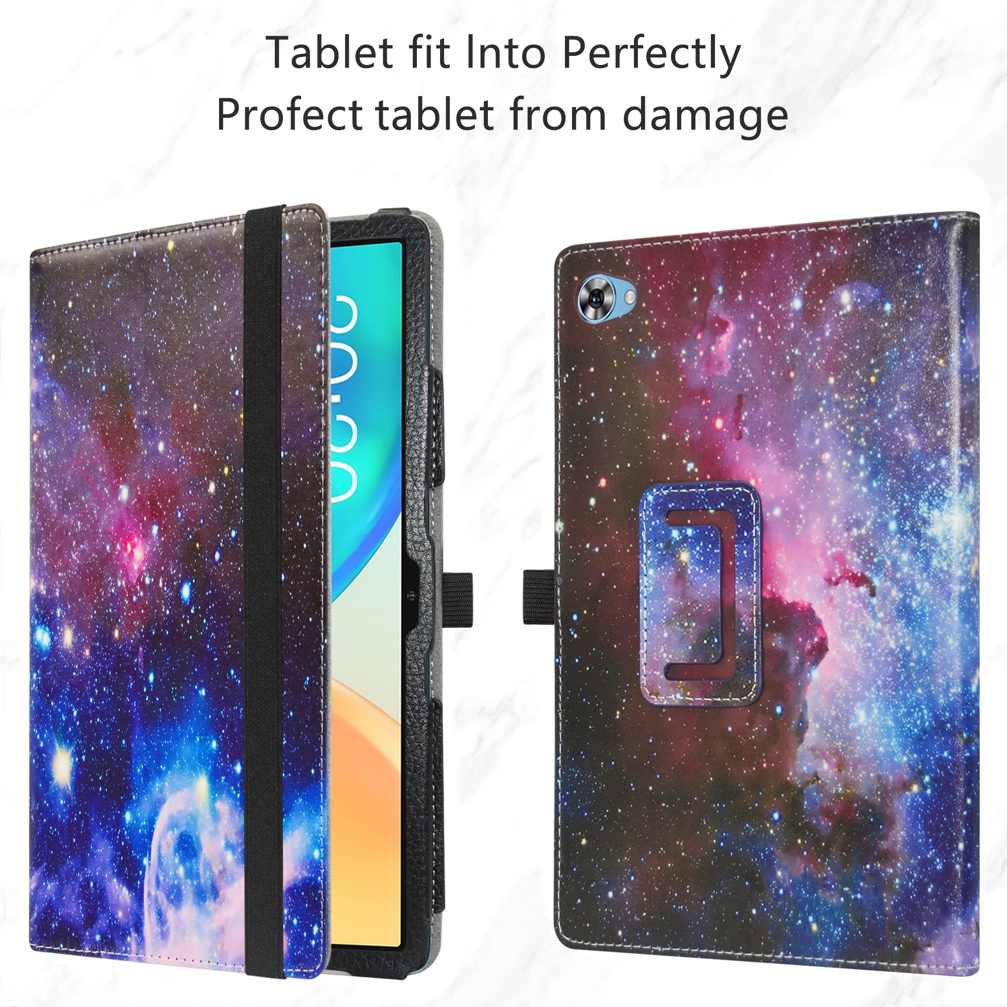 Husa tableta compatibila cu Teclast M40 Plus / P20S / P30S / P40HD 10.1 inch, tip carte, model galaxie, multicolor