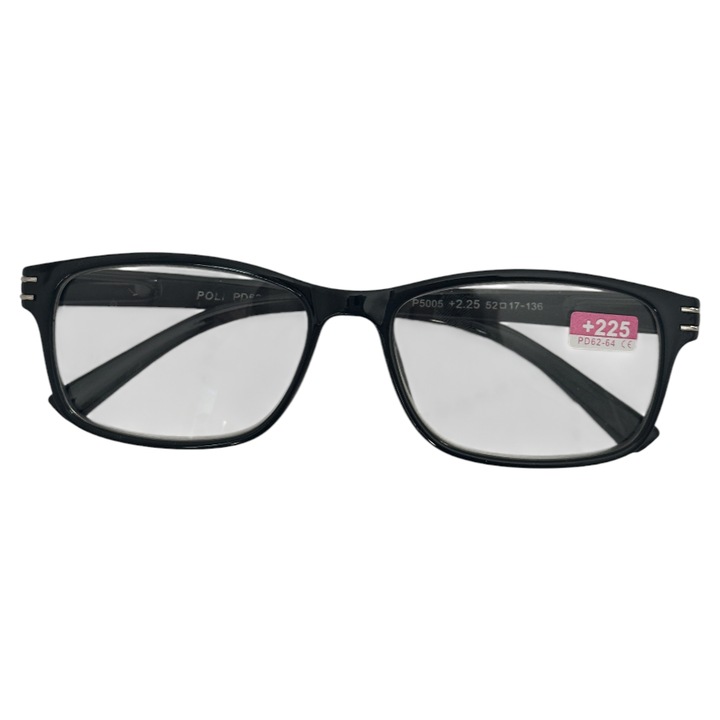 Ochelari de vedere cu rama neagra lucioasa, Dioptrie +2.25, Black Shine Vision