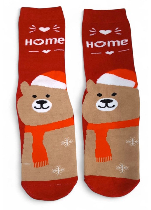 Șosete termice antiderapante de Crăciun - Ursulet 35-38 EU