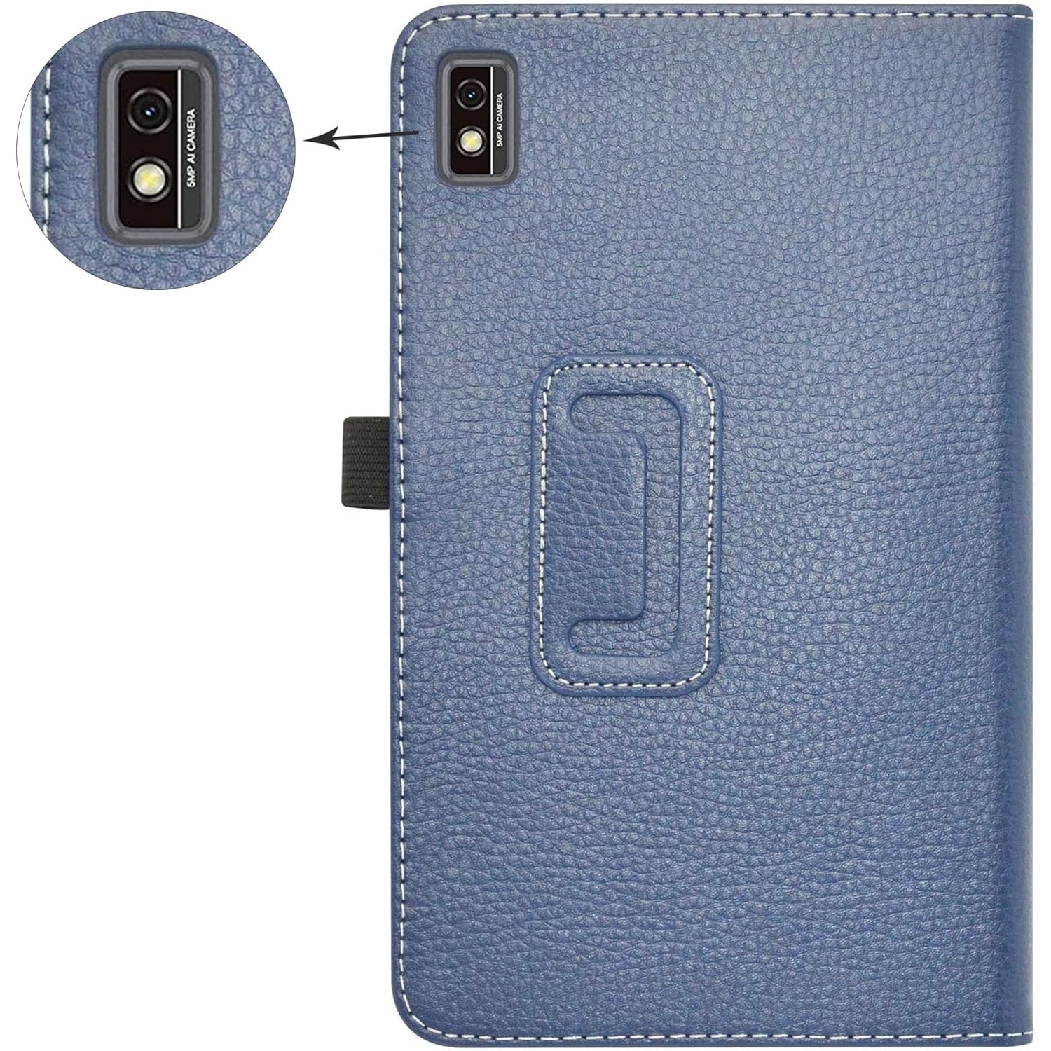 Husa tableta LIFANG, compatibila cu Blackview Tab 6, tip carte, piele ecologica, culoare bleumarin