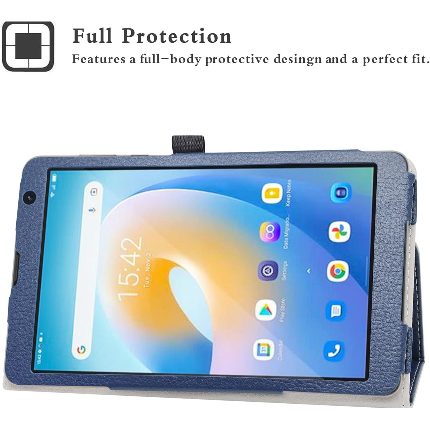 Husa tableta LIFANG, compatibila cu Blackview Tab 6, tip carte, piele ecologica, culoare bleumarin