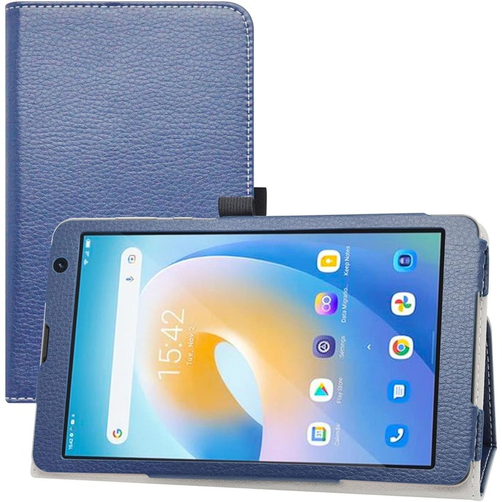 Husa tableta LIFANG, compatibila cu Blackview Tab 6, tip carte, piele ecologica, culoare bleumarin