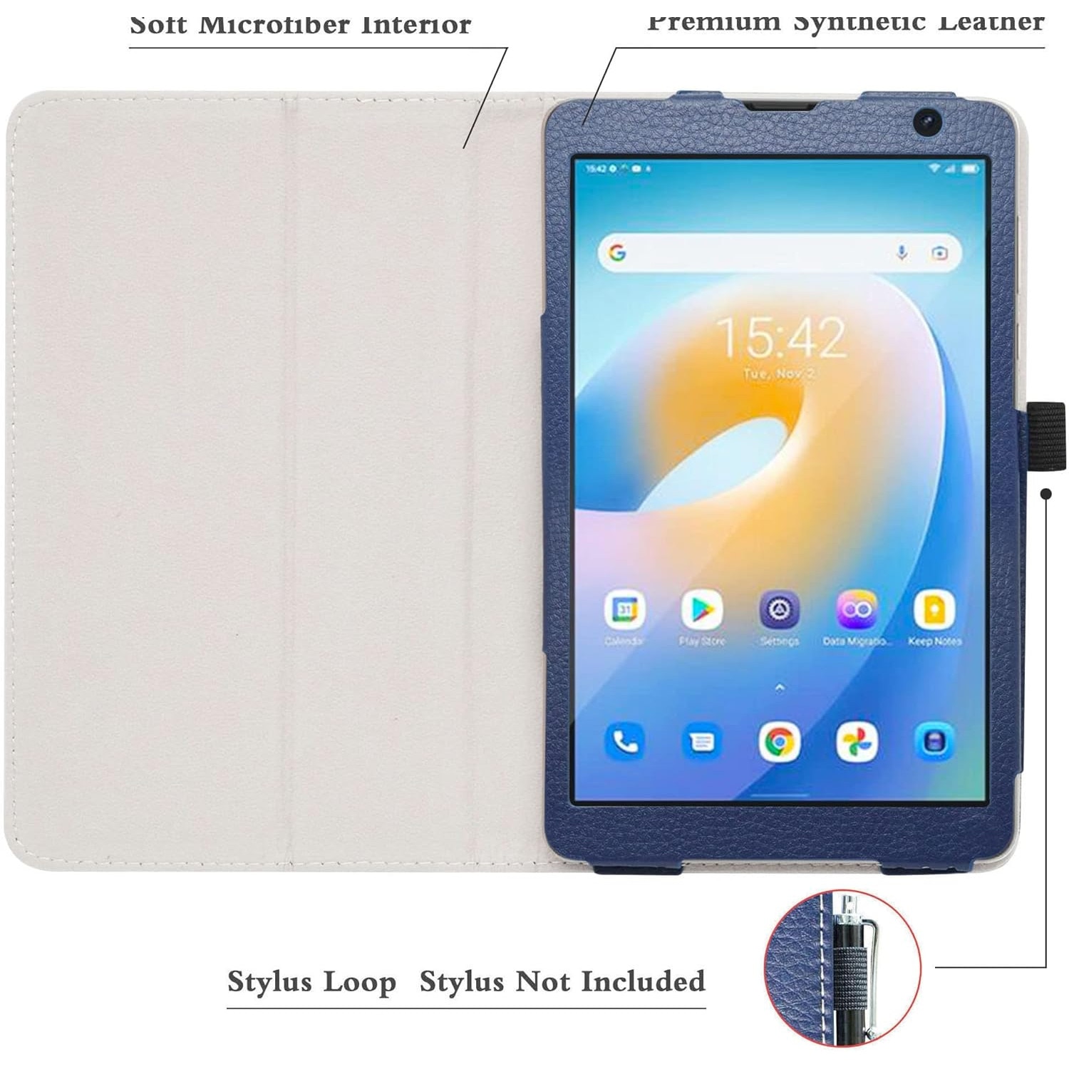 Husa tableta LIFANG, compatibila cu Blackview Tab 6, tip carte, piele ecologica, culoare bleumarin