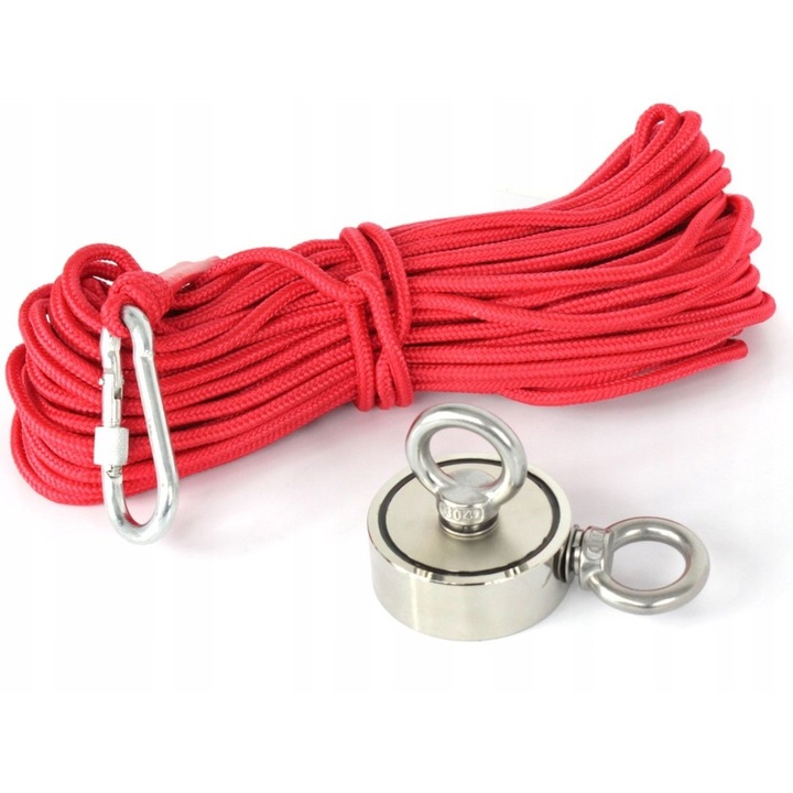 Magnet neodim si franghie, pentru pescuit, diametru 60 mm, lungime franghie 20 m, Dactylion®