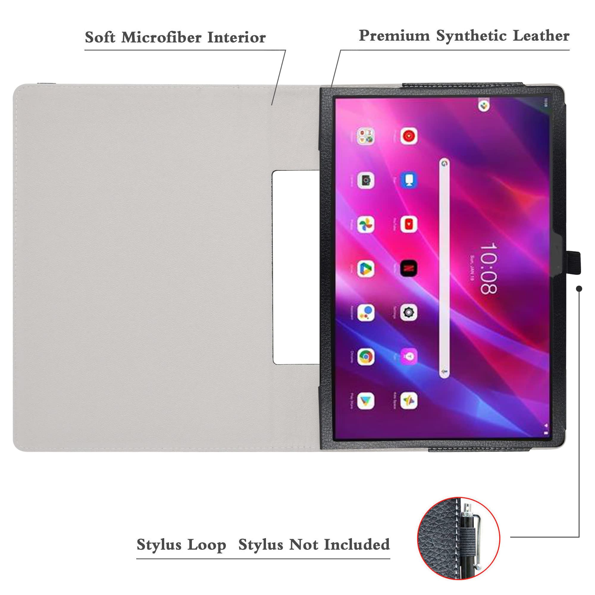 Husa tableta LIFANG compatibila Lenovo Yoga Tab 13 YT-K606F, 13 inch, tip carte, culoare negru