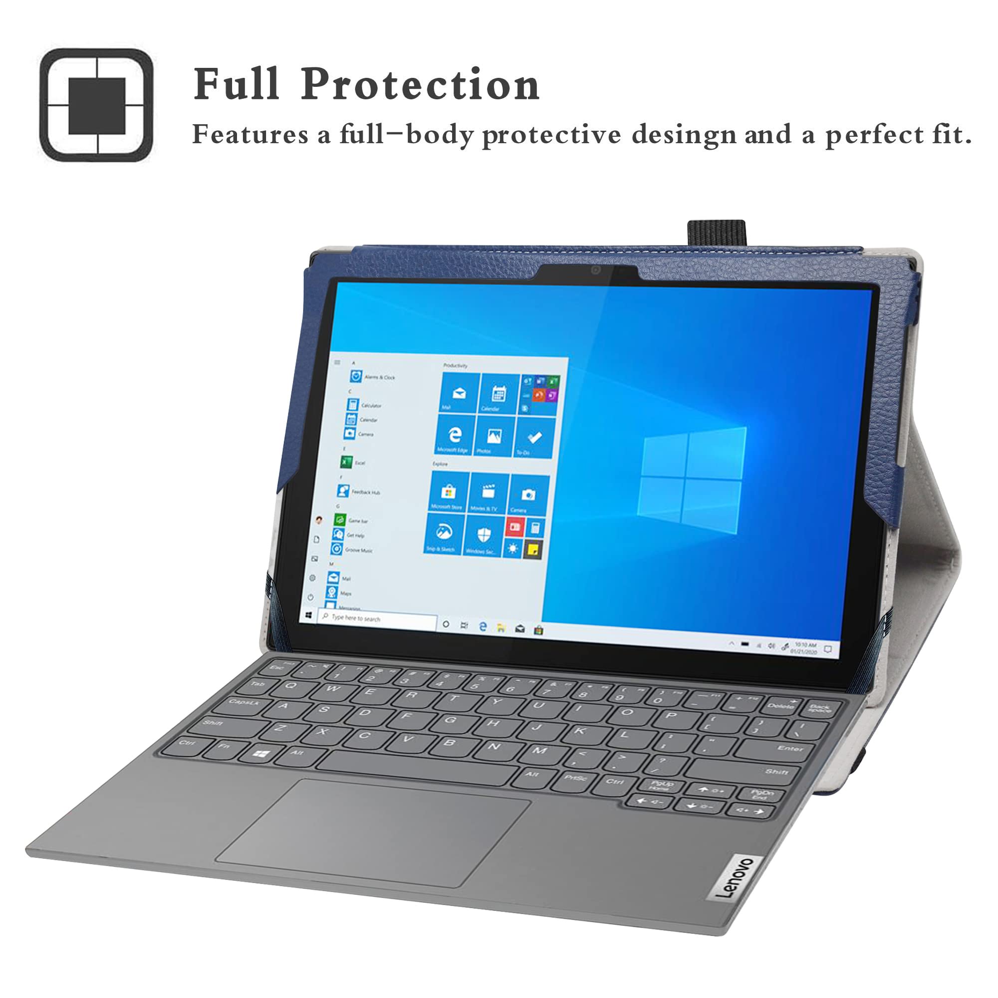 Husă tabletă LIFANG, piele ecologică, bleumarin, 10.3"