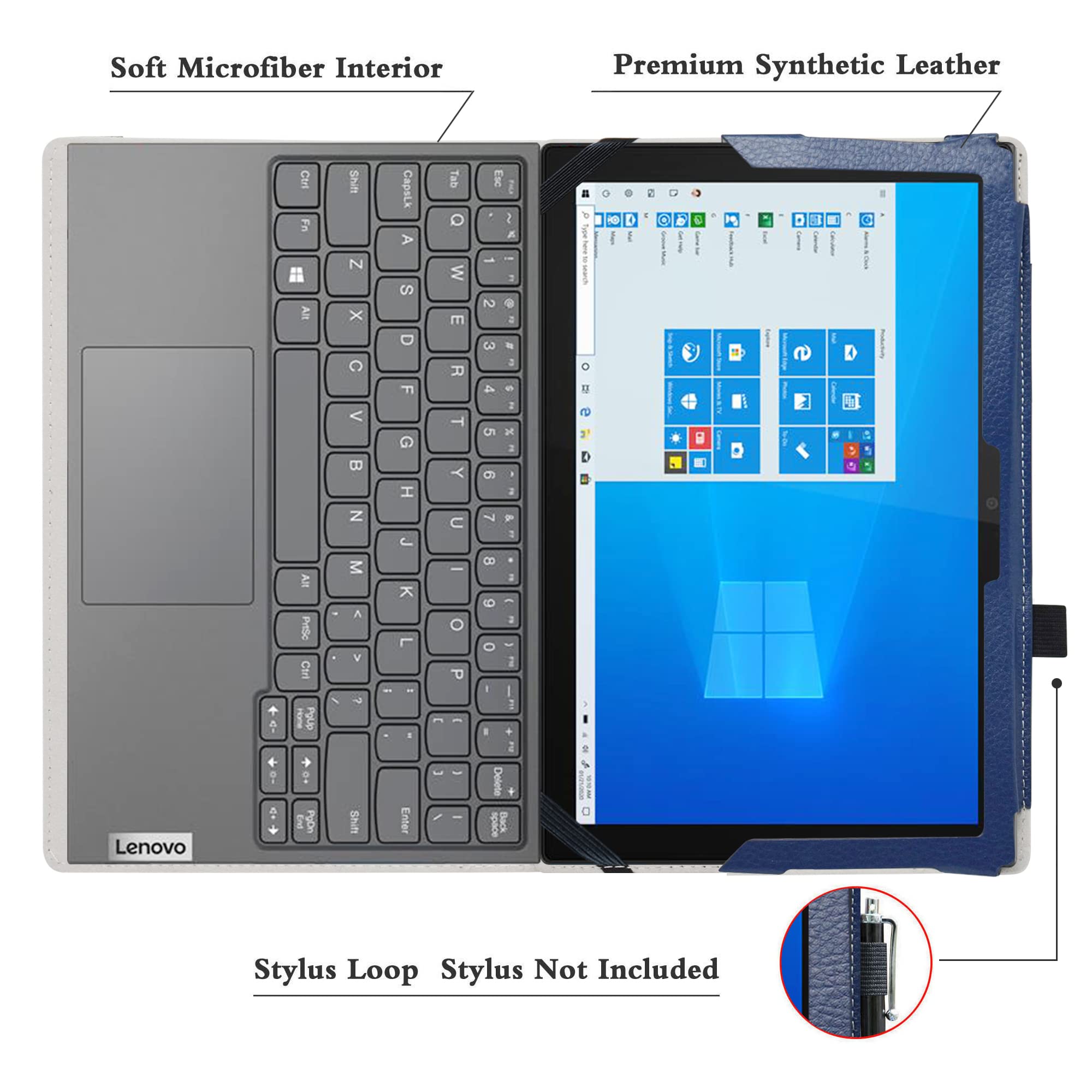 Husă tabletă LIFANG, piele ecologică, bleumarin, 10.3"