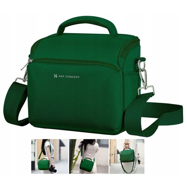Geanta fotografica curea foto pentru camera DSLR, drona, camera video, Gimbal K&F, KF13.179V8, Verde